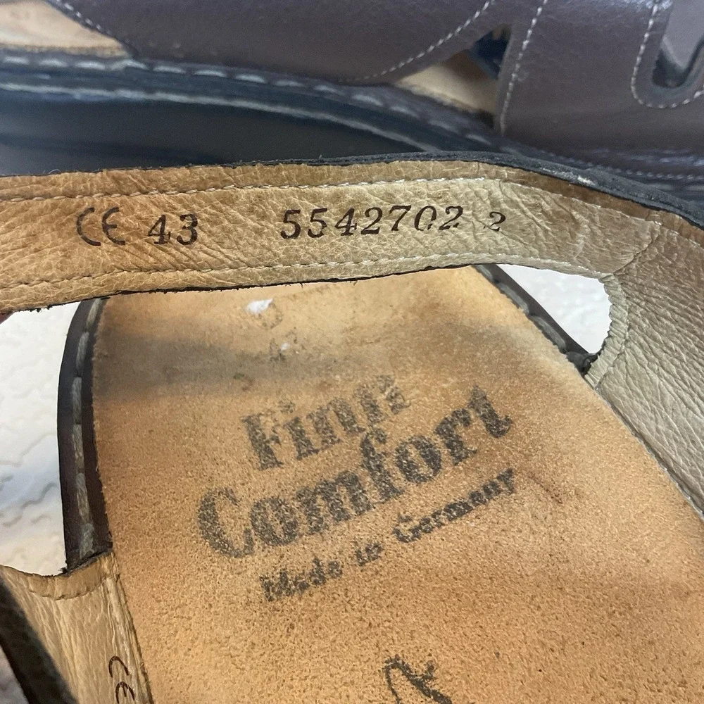 Finn Comfort Women's Brown Leather Casual Sandals Size 43/11.5-12 Strappy Buckle